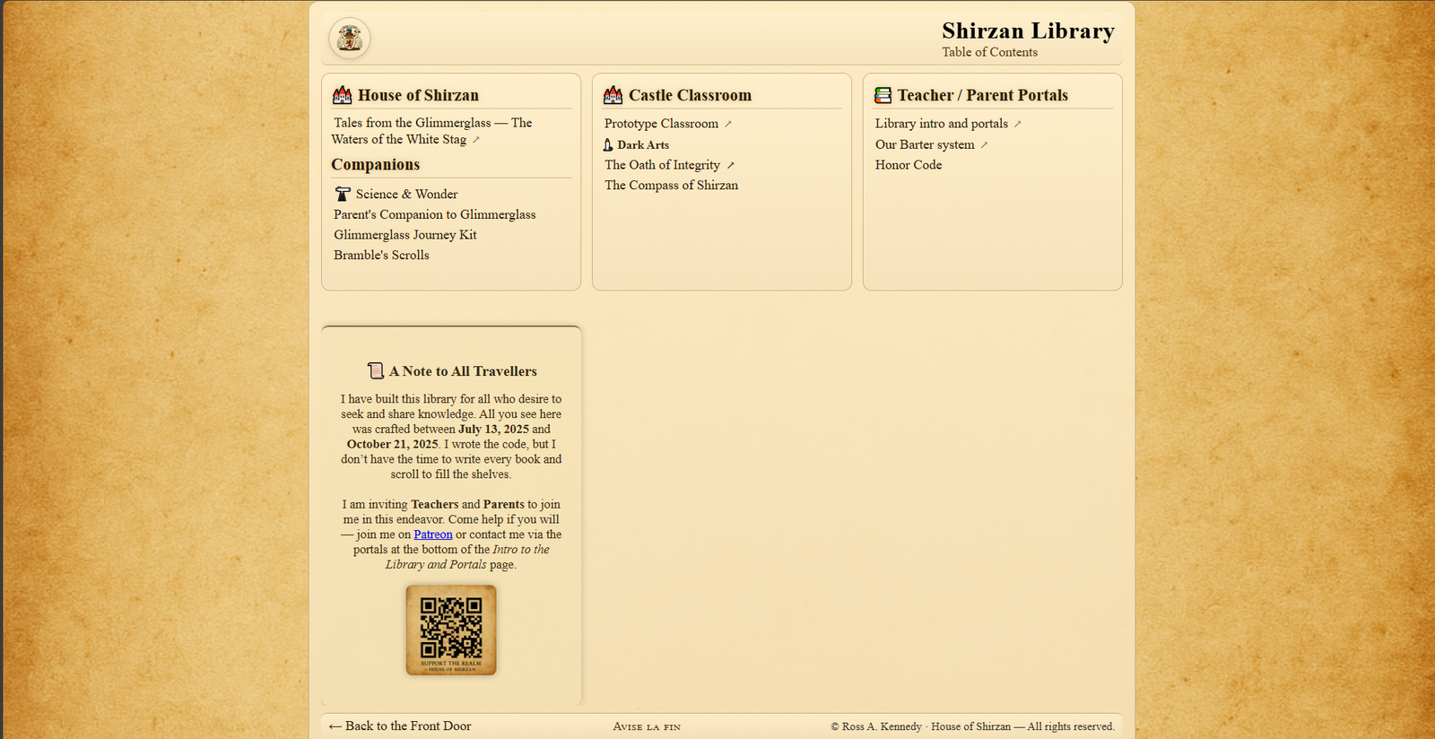 Shirzan Library Table of Contents
